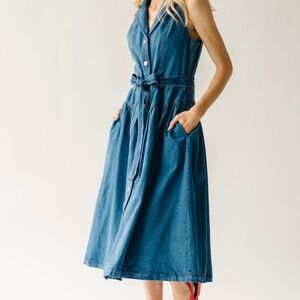 Anderson button-down midi dress in denim